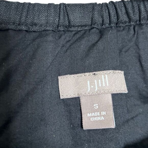 J. Jill 100% Linen Eyelet Embroidered Short Sleeve Mini Dress Black Size Small - Picture 6 of 9